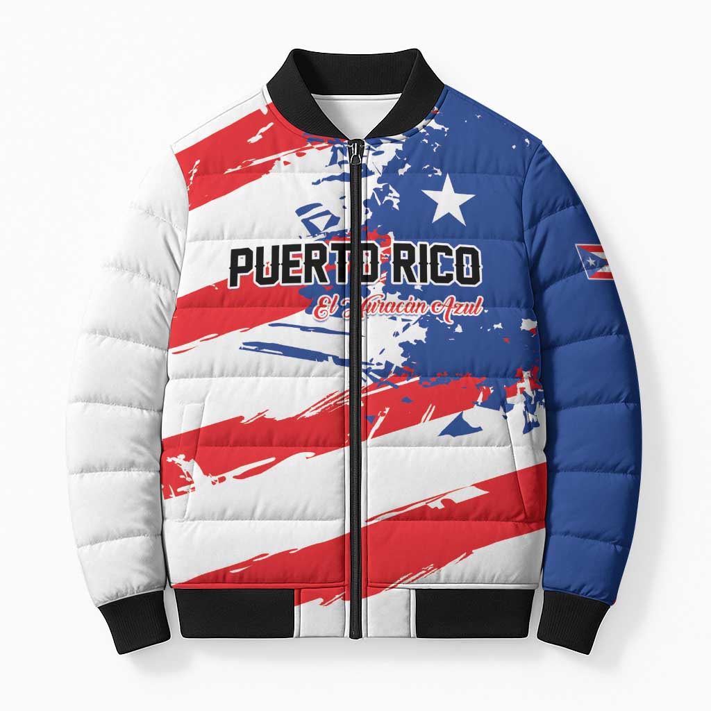 Custom Football 2026 Puerto Rico Bomber Puffer Jacket Come On El Huracan Azul