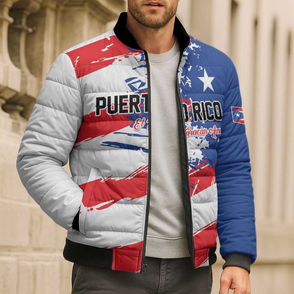 Custom Football 2026 Puerto Rico Bomber Puffer Jacket Come On El Huracan Azul