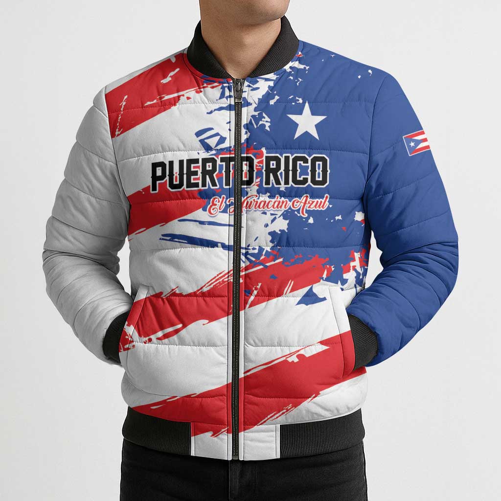 Custom Football 2026 Puerto Rico Bomber Puffer Jacket Come On El Huracan Azul