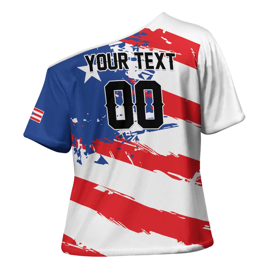 Custom Football 2026 Puerto Rico Cross Shoulder Shirt Come On El Huracan Azul
