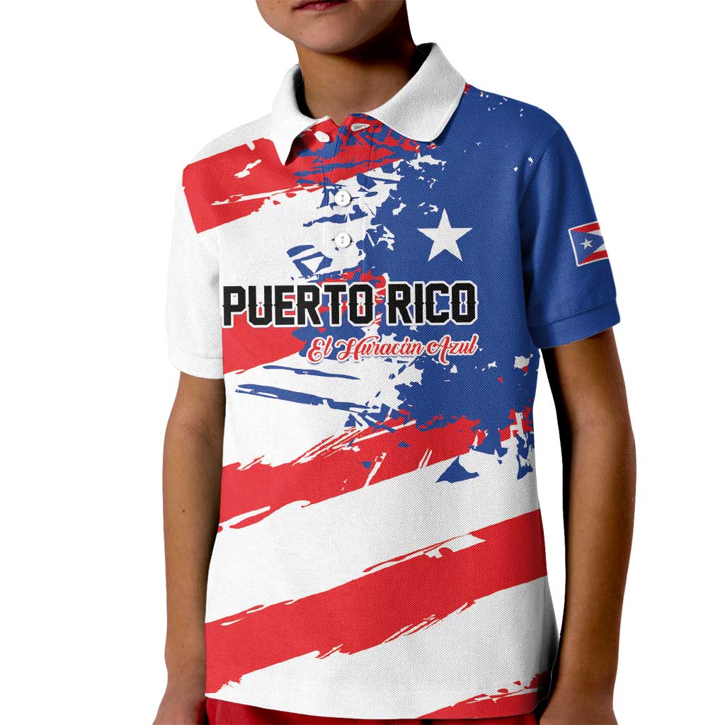 Custom Football 2026 Puerto Rico Kid Polo Shirt Come On El Huracan Azul