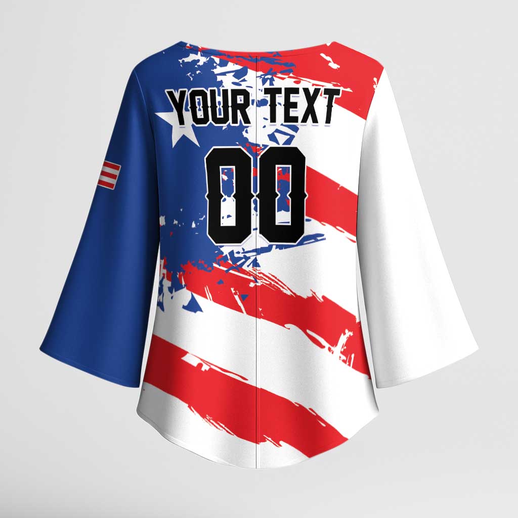 Custom Football 2026 Puerto Rico Kimono Sleeve Blouse Come On El Huracan Azul