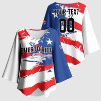 Custom Football 2026 Puerto Rico Kimono Sleeve Blouse Come On El Huracan Azul
