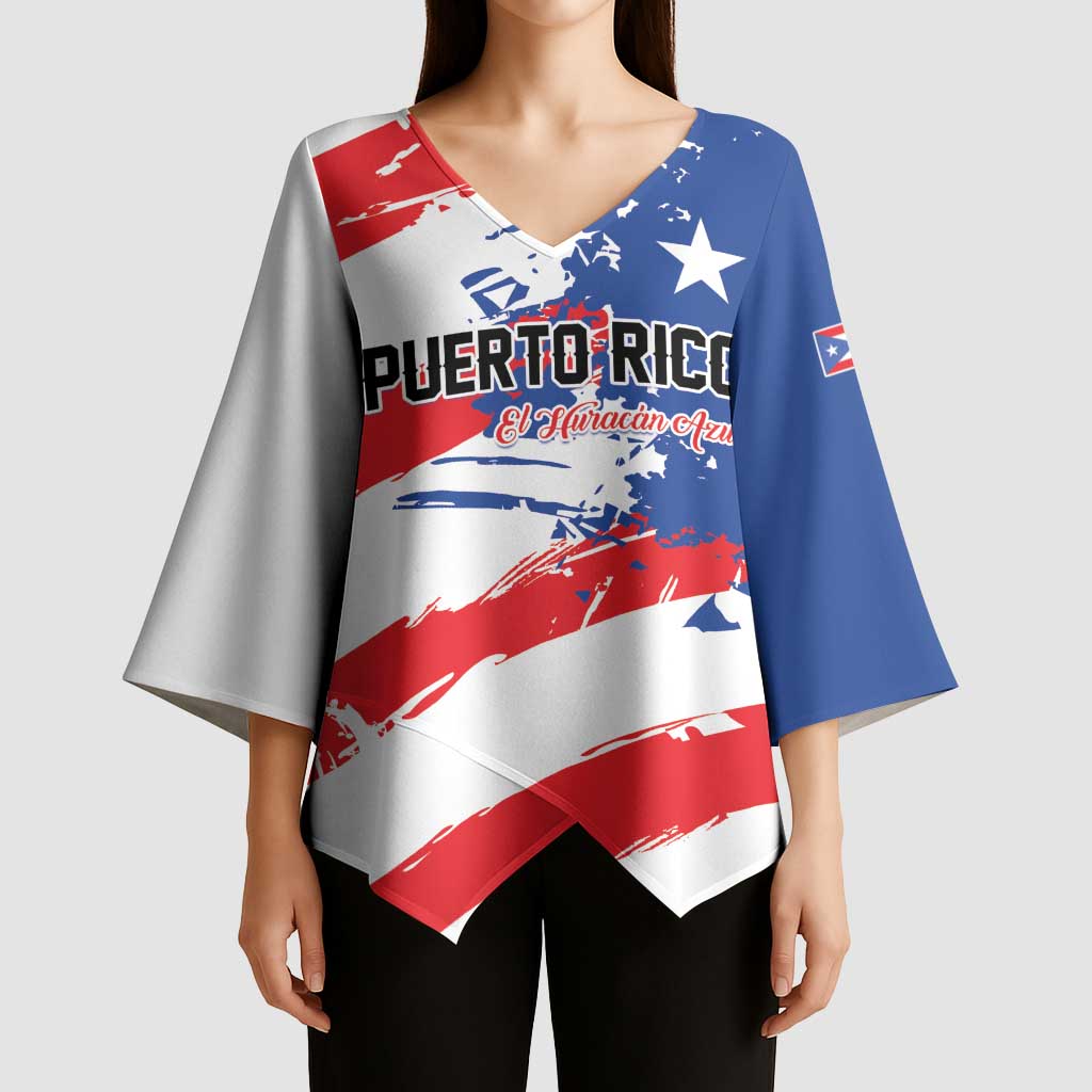 Custom Football 2026 Puerto Rico Kimono Sleeve Blouse Come On El Huracan Azul