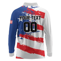 Custom Football 2026 Puerto Rico Long Sleeve Polo Shirt Come On El Huracan Azul