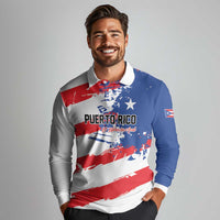 Custom Football 2026 Puerto Rico Long Sleeve Polo Shirt Come On El Huracan Azul
