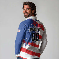 Custom Football 2026 Puerto Rico Long Sleeve Polo Shirt Come On El Huracan Azul