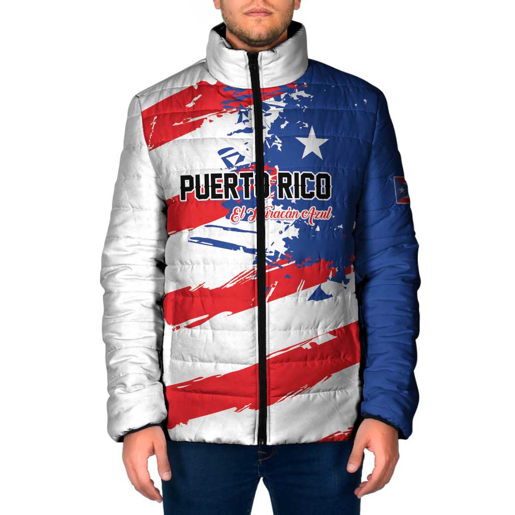 Custom Football 2026 Puerto Rico Padded Jacket Come On El Huracan Azul