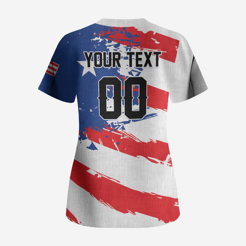 Custom Football 2026 Puerto Rico Scrub Top Come On El Huracan Azul