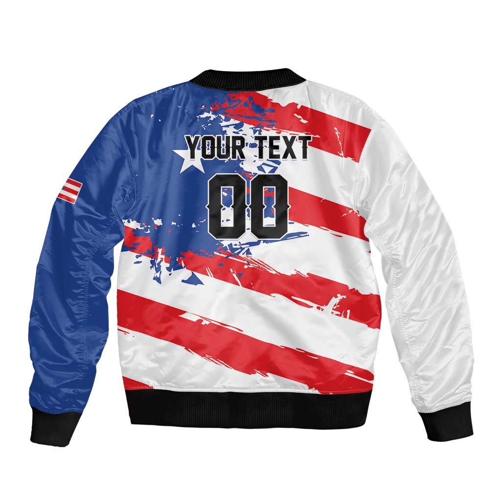 Custom Football 2026 Puerto Rico Sleeve Zip Bomber Jacket Come On El Huracan Azul