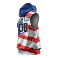 Custom Football 2026 Puerto Rico Sleeveless Hoodie Come On El Huracan Azul