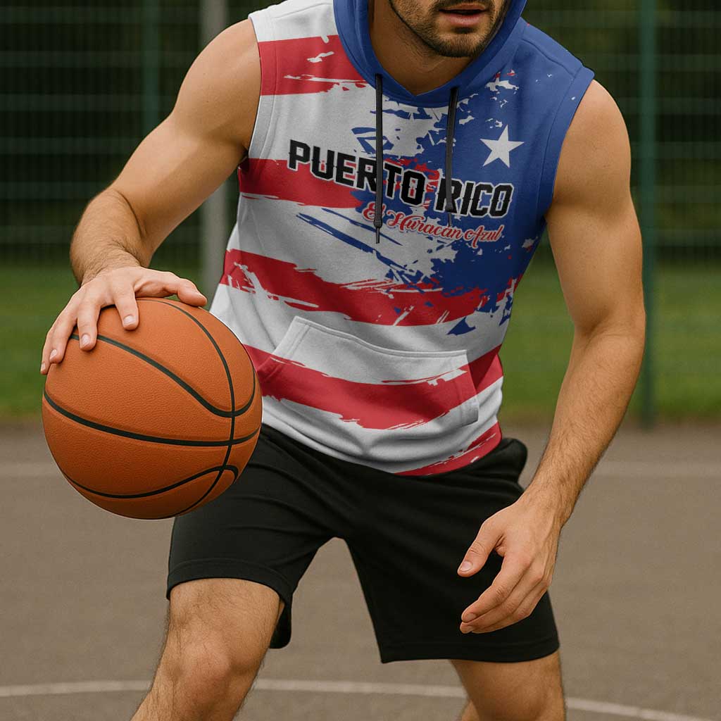 Custom Football 2026 Puerto Rico Sleeveless Hoodie Come On El Huracan Azul
