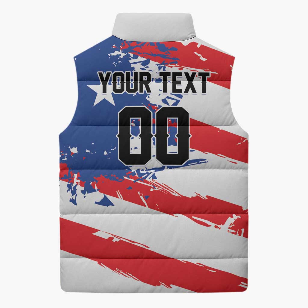 Custom Football 2026 Puerto Rico Sleeveless Puffer Jacket Come On El Huracan Azul
