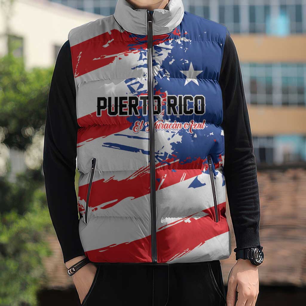 Custom Football 2026 Puerto Rico Sleeveless Puffer Jacket Come On El Huracan Azul