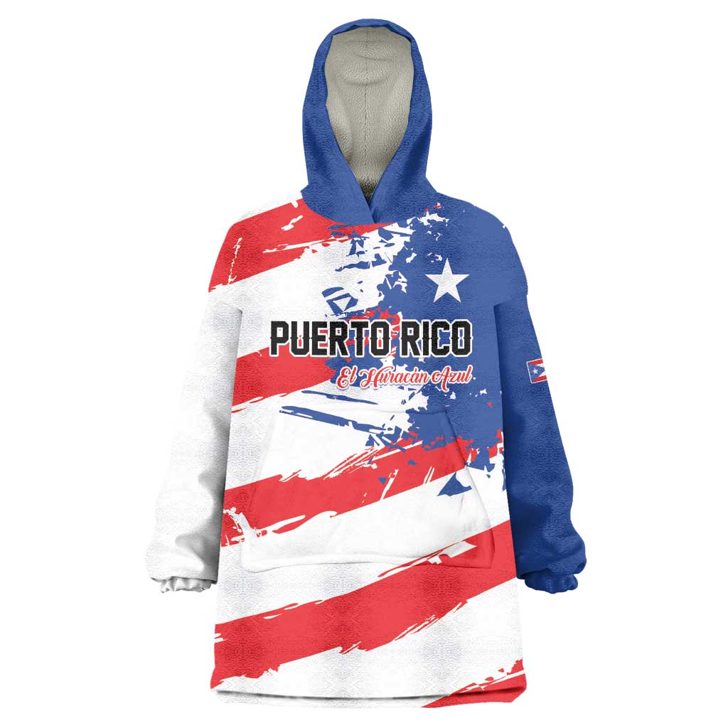 Custom Football 2026 Puerto Rico Wearable Blanket Hoodie Come On El Huracan Azul