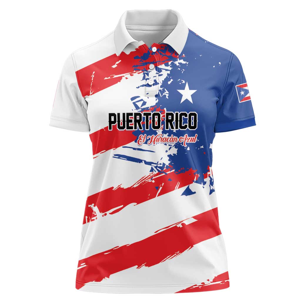 Custom Football 2026 Puerto Rico Women Polo Shirt Come On El Huracan Azul