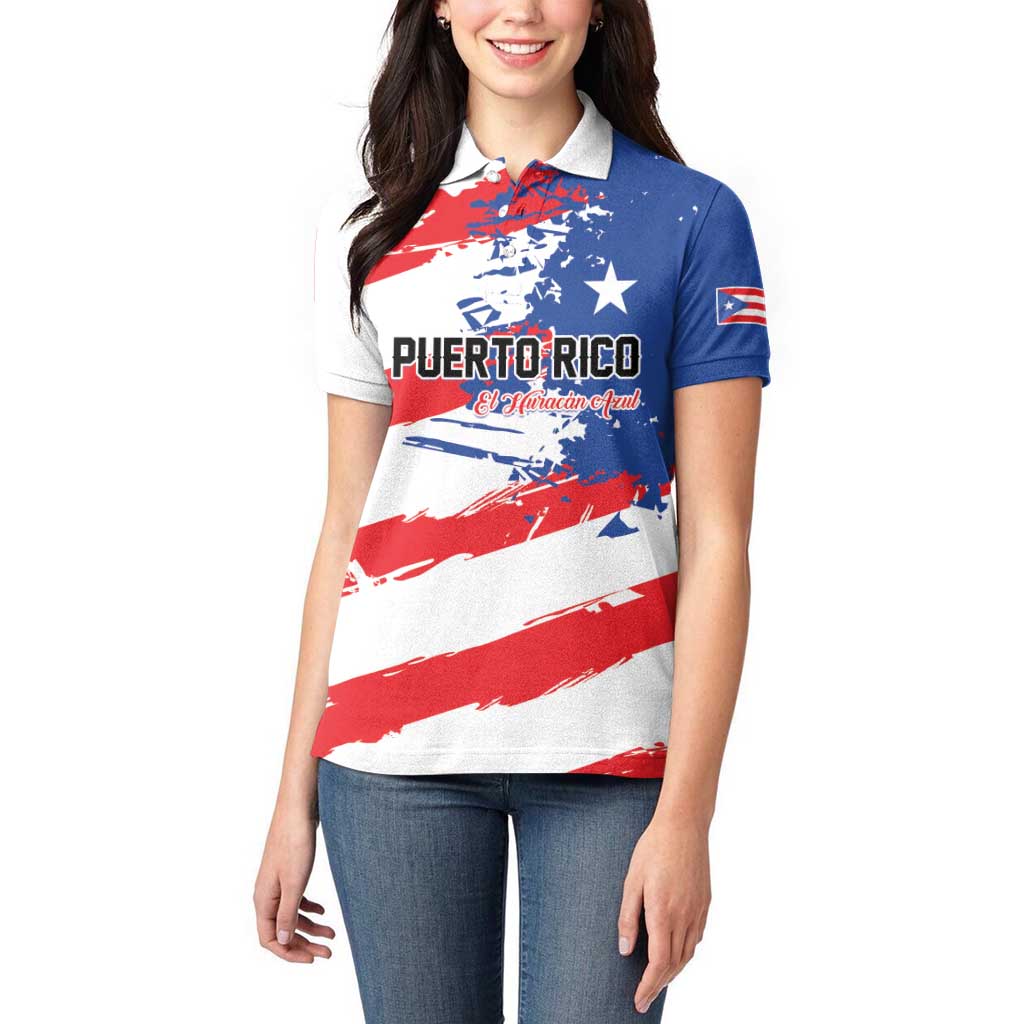 Custom Football 2026 Puerto Rico Women Polo Shirt Come On El Huracan Azul