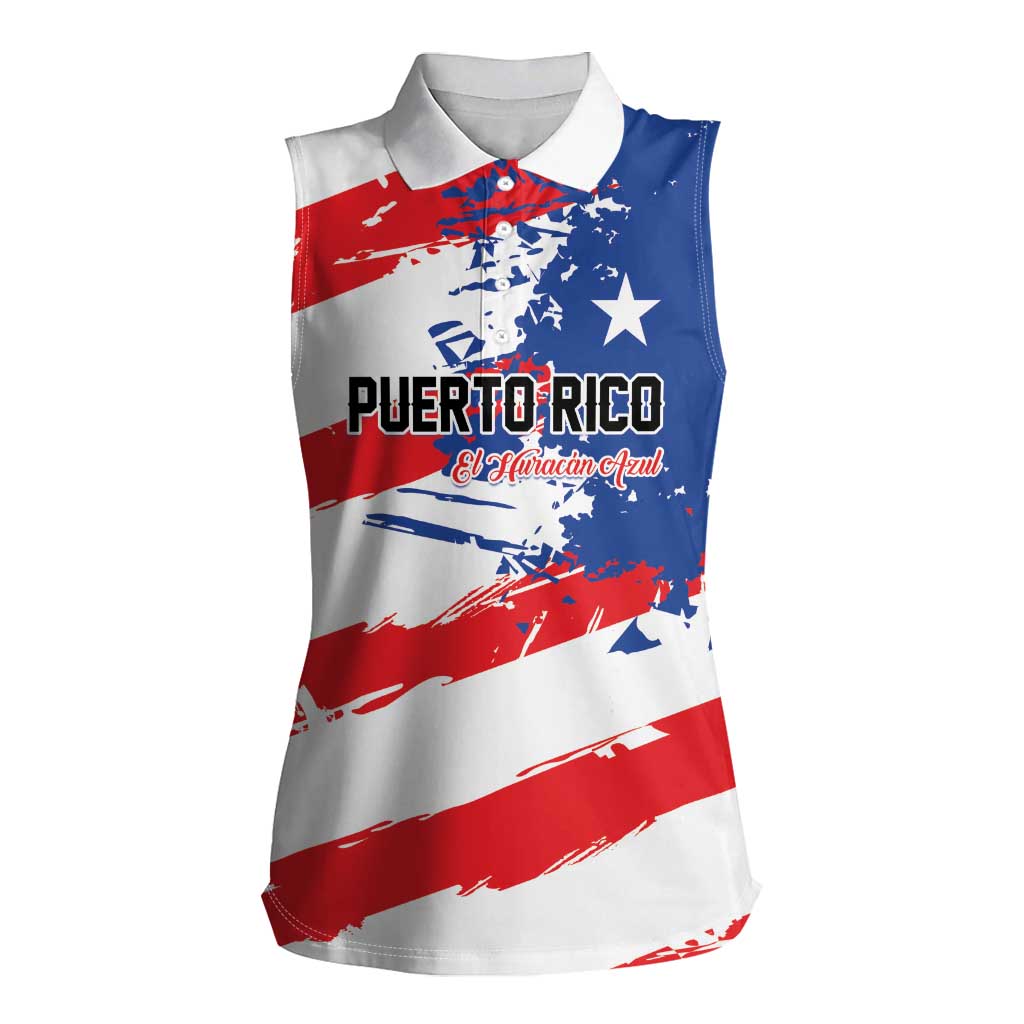 Custom Football 2026 Puerto Rico Women Sleeveless Polo Shirt Come On El Huracan Azul