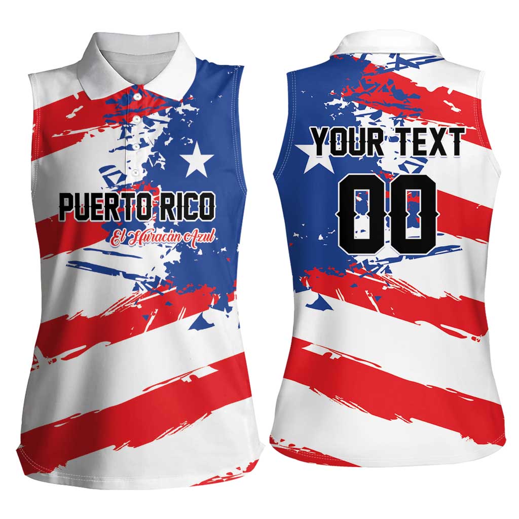 Custom Football 2026 Puerto Rico Women Sleeveless Polo Shirt Come On El Huracan Azul