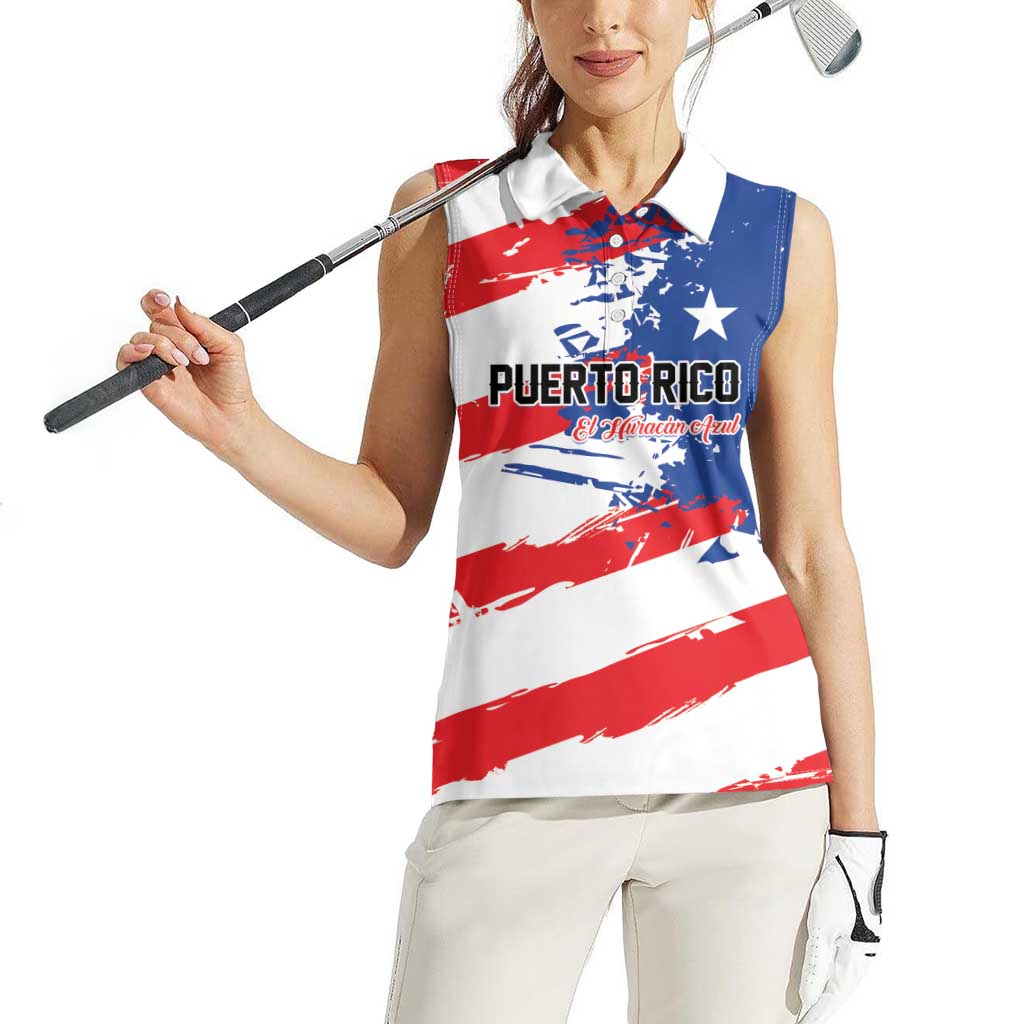 Custom Football 2026 Puerto Rico Women Sleeveless Polo Shirt Come On El Huracan Azul