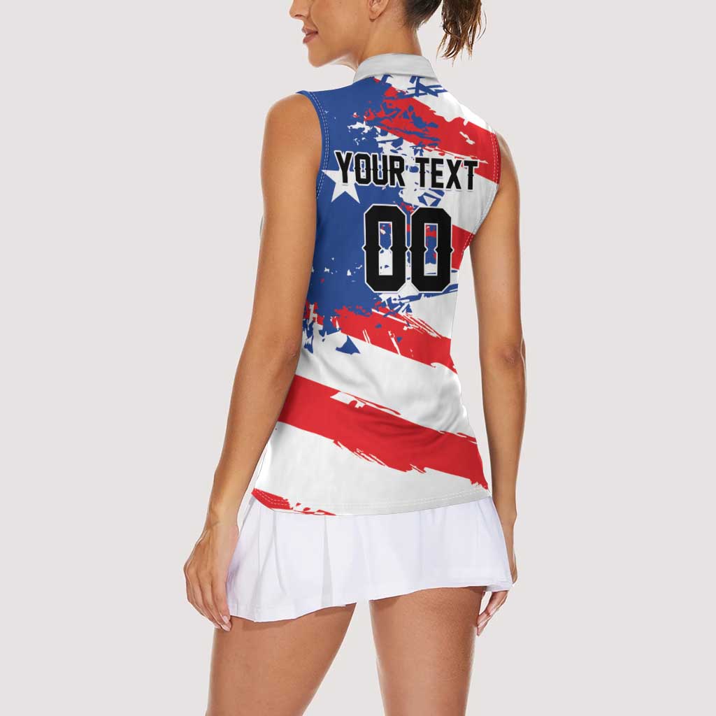 Custom Football 2026 Puerto Rico Women Sleeveless Polo Shirt Come On El Huracan Azul