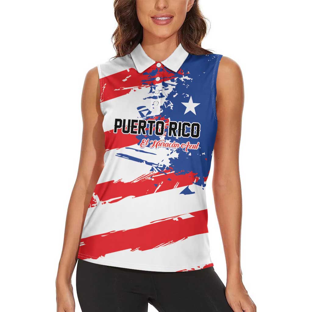 Custom Football 2026 Puerto Rico Women Sleeveless Polo Shirt Come On El Huracan Azul