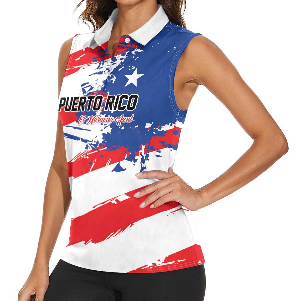 Custom Football 2026 Puerto Rico Women Sleeveless Polo Shirt Come On El Huracan Azul