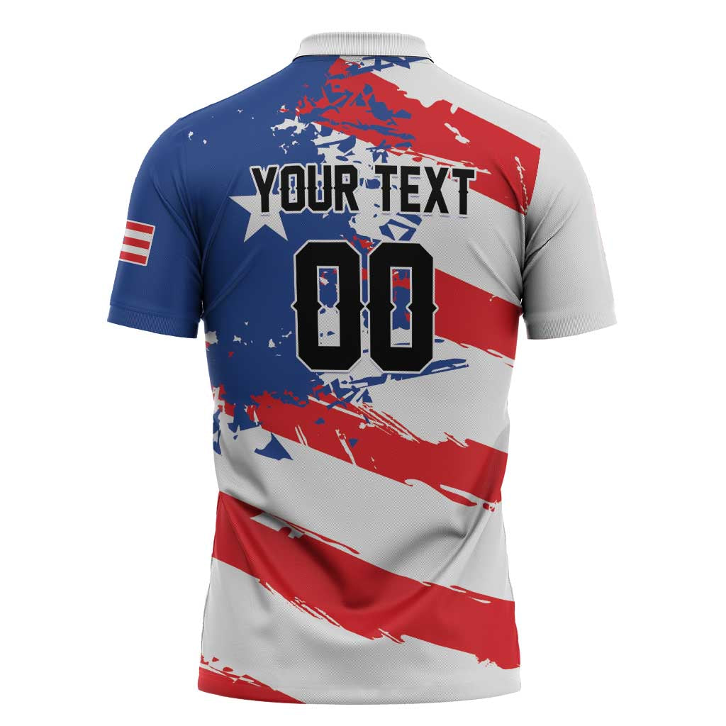 Custom Football 2026 Puerto Rico Zipper Polo Shirt Come On El Huracan Azul