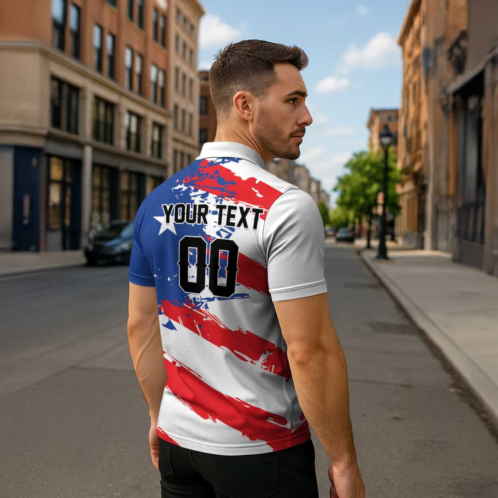 Custom Football 2026 Puerto Rico Zipper Polo Shirt Come On El Huracan Azul