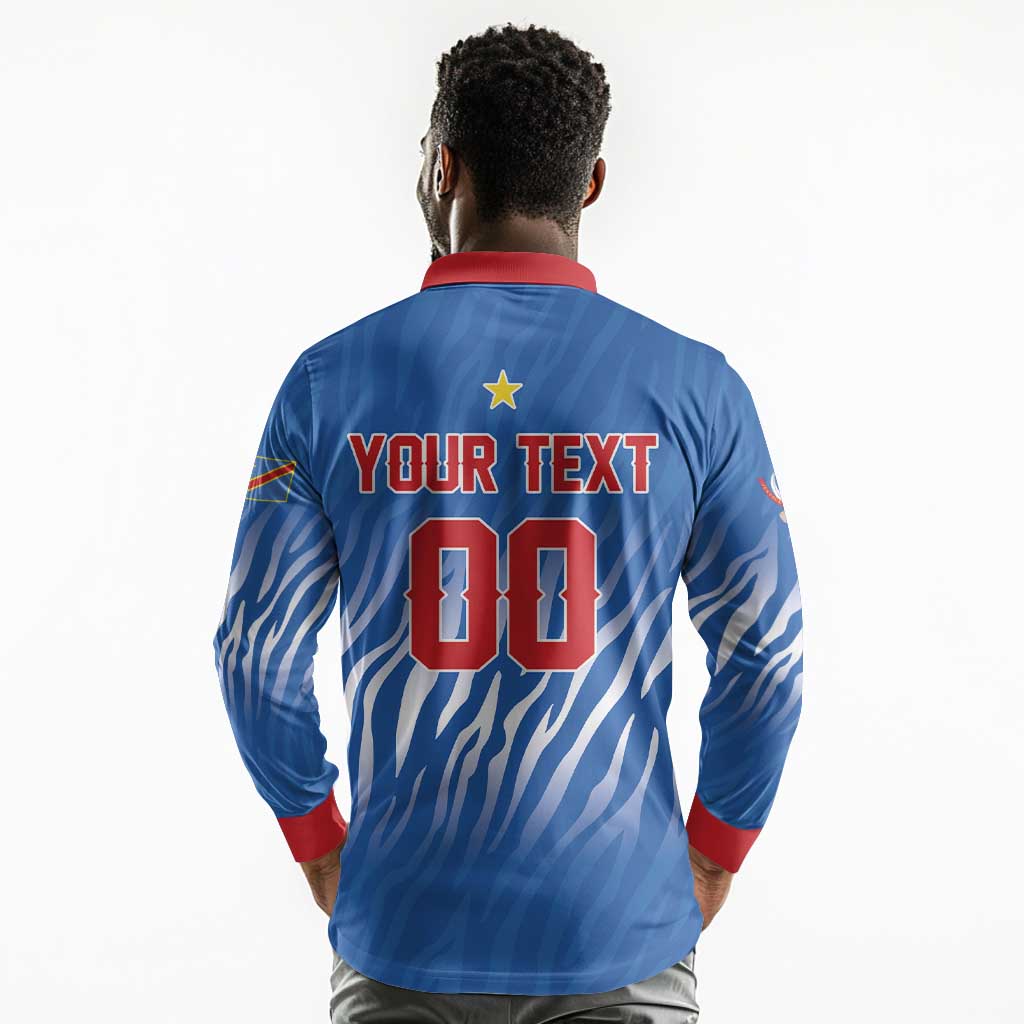 Custom Football 2026 DR Congo Leopards Long Sleeve Polo Shirt Warriors of the Equator