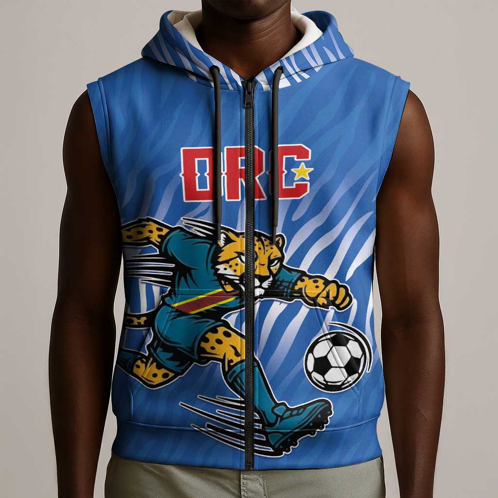 Custom Football 2026 DR Congo Leopards Sleeveless Zip Hoodie Warriors of the Equator