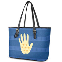 Kingdom of Loango Leather Tote Bag African Pattern Flag Stylized