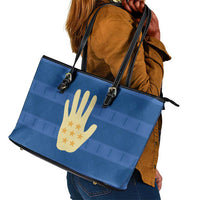 Kingdom of Loango Leather Tote Bag African Pattern Flag Stylized