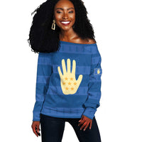 Kingdom of Loango Off Shoulder Sweater African Pattern Flag Stylized