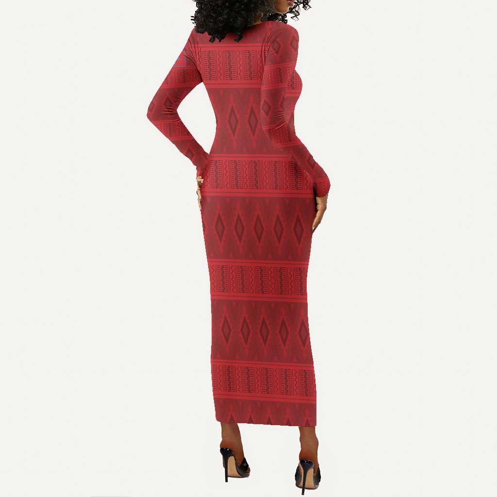 Kingdom of Ndongo Long Sleeve Bodycon Dress Utuminu ua Ngola