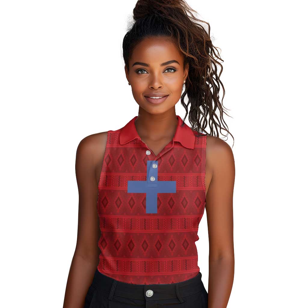 Kingdom of Ndongo Women Sleeveless Polo Shirt Utuminu ua Ngola