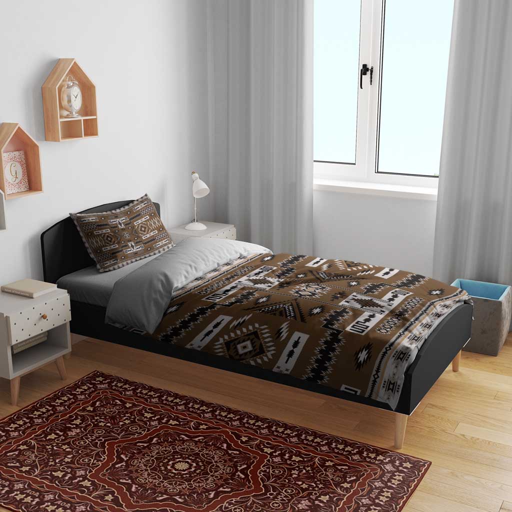 Navajo Tribal Pattern Vintage Brown Bedding Set
