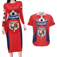 Personalized Panama 2024 Football Couples Matching Long Sleeve Bodycon Dress and Hawaiian Shirt Go Los Canaleros - Wonder Print Shop