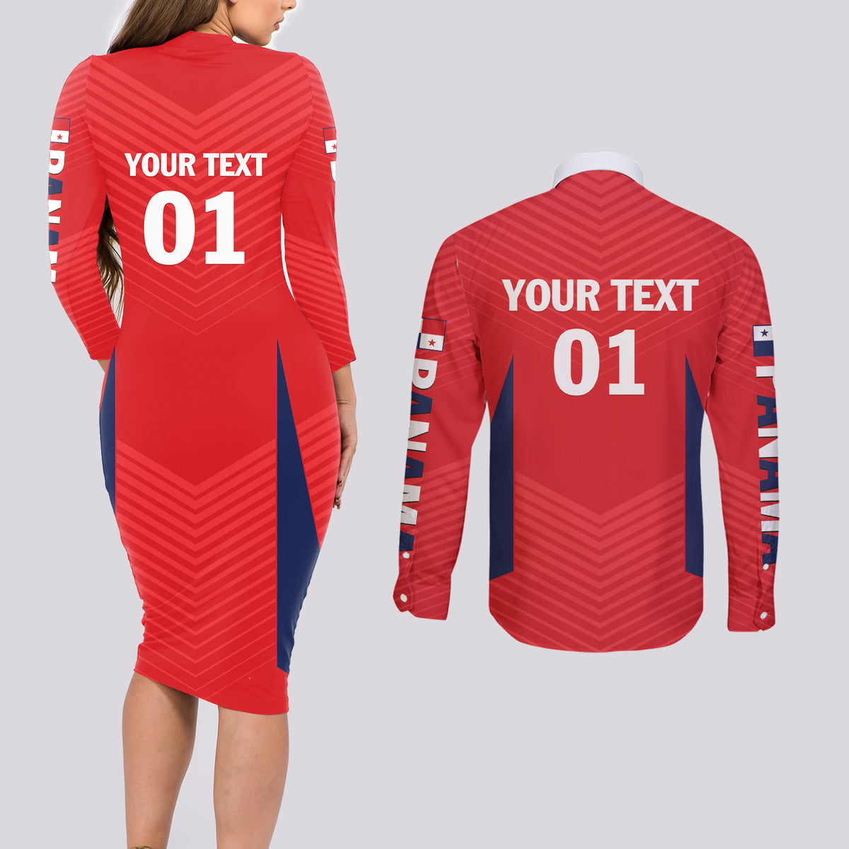 Personalized Panama 2024 Football Couples Matching Long Sleeve Bodycon Dress and Long Sleeve Button Shirt Go Los Canaleros - Wonder Print Shop