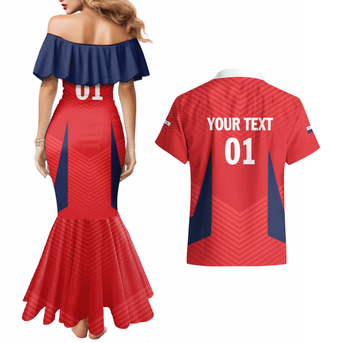 Personalized Panama 2024 Football Couples Matching Mermaid Dress and Hawaiian Shirt Go Los Canaleros - Wonder Print Shop