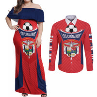 Personalized Panama 2024 Football Couples Matching Off Shoulder Maxi Dress and Long Sleeve Button Shirt Go Los Canaleros - Wonder Print Shop