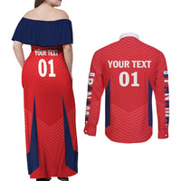 Personalized Panama 2024 Football Couples Matching Off Shoulder Maxi Dress and Long Sleeve Button Shirt Go Los Canaleros - Wonder Print Shop