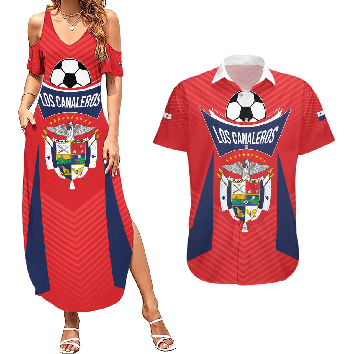 Personalized Panama 2024 Football Couples Matching Summer Maxi Dress and Hawaiian Shirt Go Los Canaleros - Wonder Print Shop