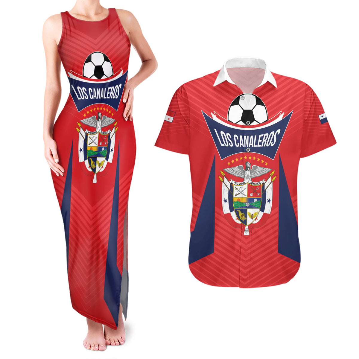 Personalized Panama 2024 Football Couples Matching Tank Maxi Dress and Hawaiian Shirt Go Los Canaleros - Wonder Print Shop