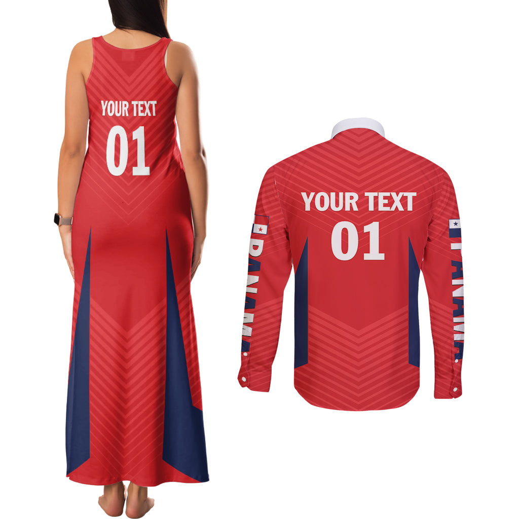 Personalized Panama 2024 Football Couples Matching Tank Maxi Dress and Long Sleeve Button Shirt Go Los Canaleros - Wonder Print Shop