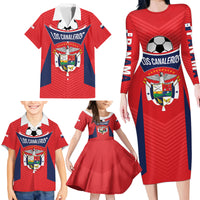 Personalized Panama 2024 Football Family Matching Long Sleeve Bodycon Dress and Hawaiian Shirt Go Los Canaleros - Wonder Print Shop