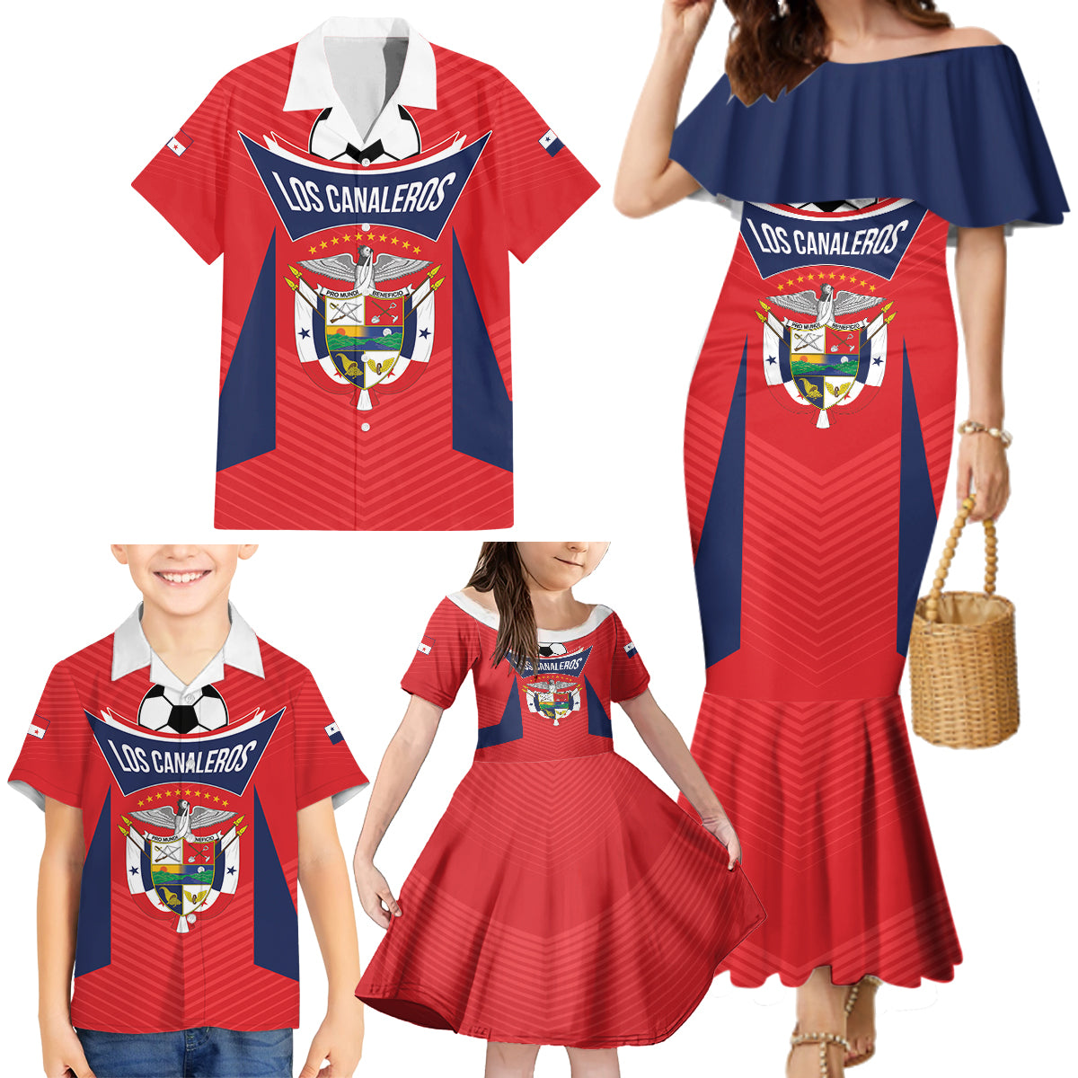 Personalized Panama 2024 Football Family Matching Mermaid Dress and Hawaiian Shirt Go Los Canaleros - Wonder Print Shop