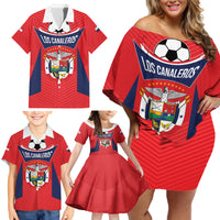 Personalized Panama 2024 Football Family Matching Off Shoulder Short Dress and Hawaiian Shirt Go Los Canaleros - Wonder Print Shop