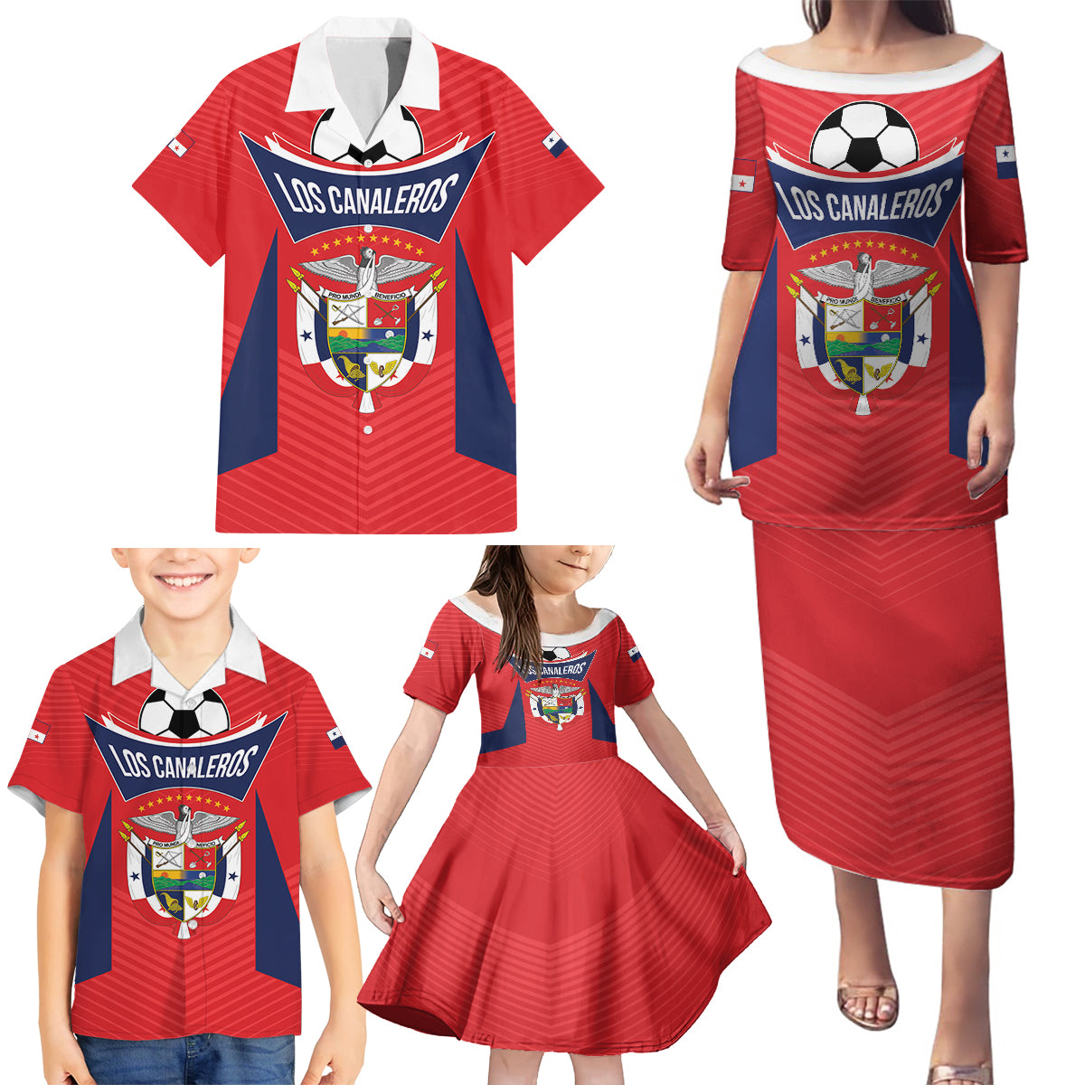 Personalized Panama 2024 Football Family Matching Puletasi and Hawaiian Shirt Go Los Canaleros - Wonder Print Shop