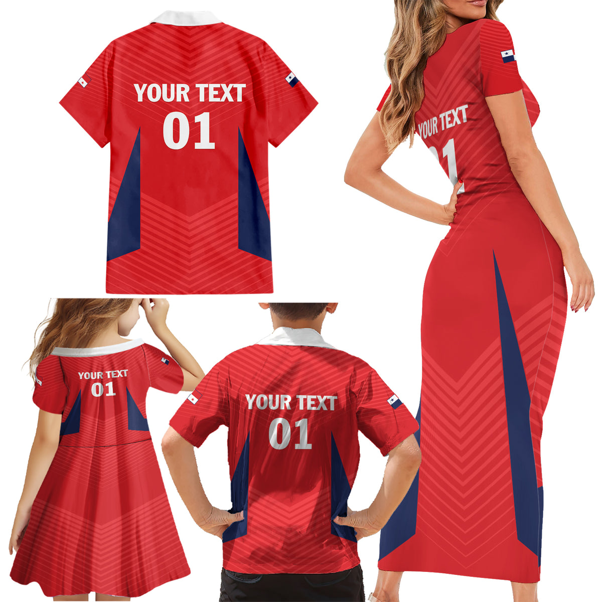 Personalized Panama 2024 Football Family Matching Short Sleeve Bodycon Dress and Hawaiian Shirt Go Los Canaleros - Wonder Print Shop